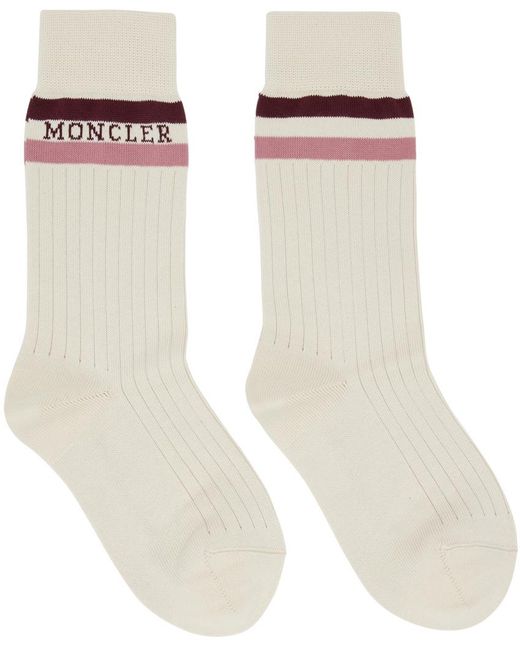 Moncler Natural Off- Logo Socks