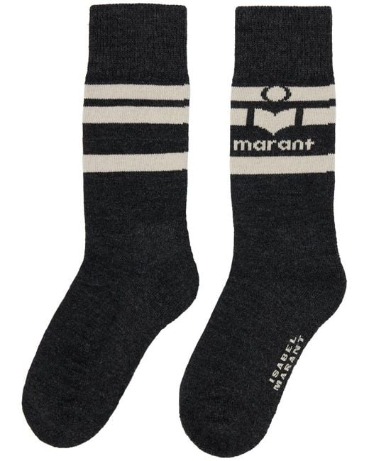 Isabel Marant Black Gray Viby Logo Socks