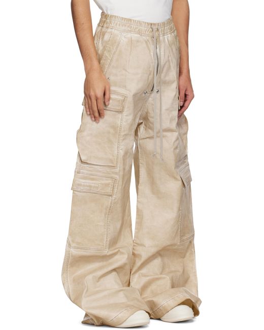 メンズ Rick Owens ベージュ Hollywood Double Jumbo Belas デニム カーゴパンツ Natural