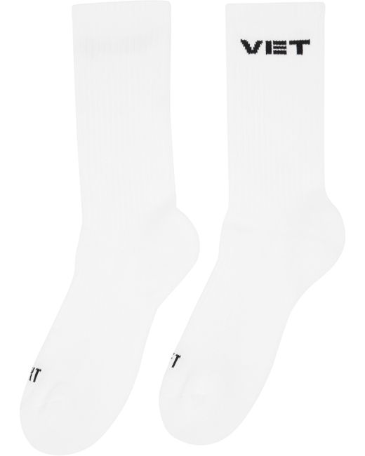 Vetements White Two-Pack 'Vet' Socks for men
