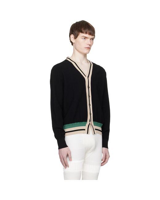 Dries Van Noten Black Block Stripe Cardigan for men