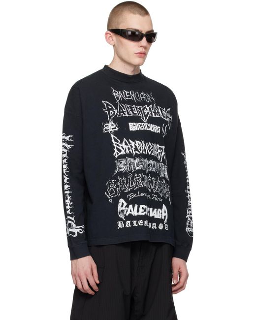 Balenciaga Black Diy Metal Printed Cotton Top for men
