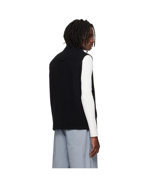 Rier Black Fleece Full Zip Vest for men