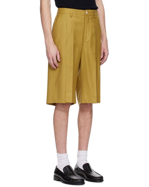 Cmmn Swdn Yellow Ara Deep Pleat Shorts for men