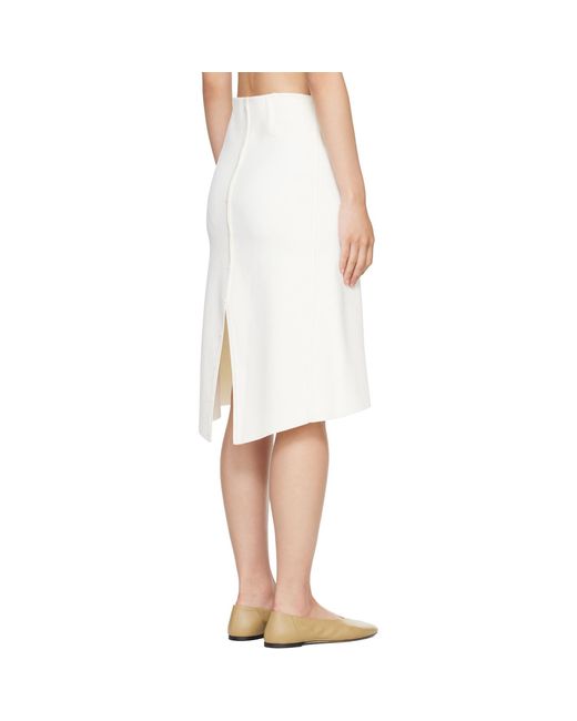 Totême White Dipped Knit Midi Skirt