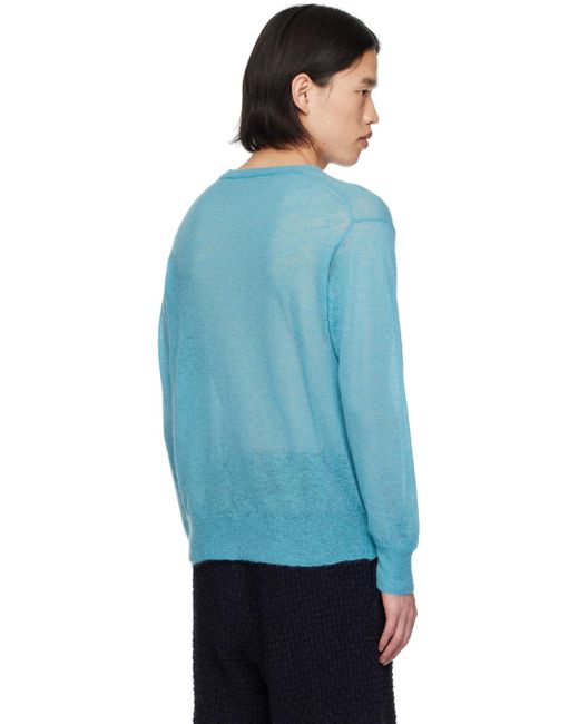 Auralee Blue Semi-Sheer Sweater for men