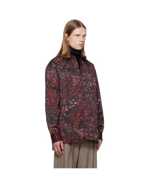 Dries Van Noten Red Padded Floral Overshirt for men
