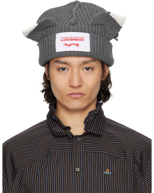 Charles Jeffrey Black Chunky Ears Beanie for men