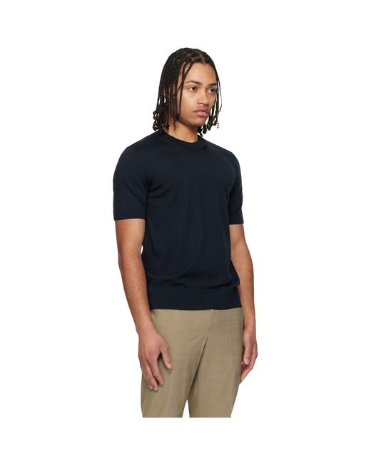 Boss Black Short-Sleeved Merino Wool T-Shirt for men