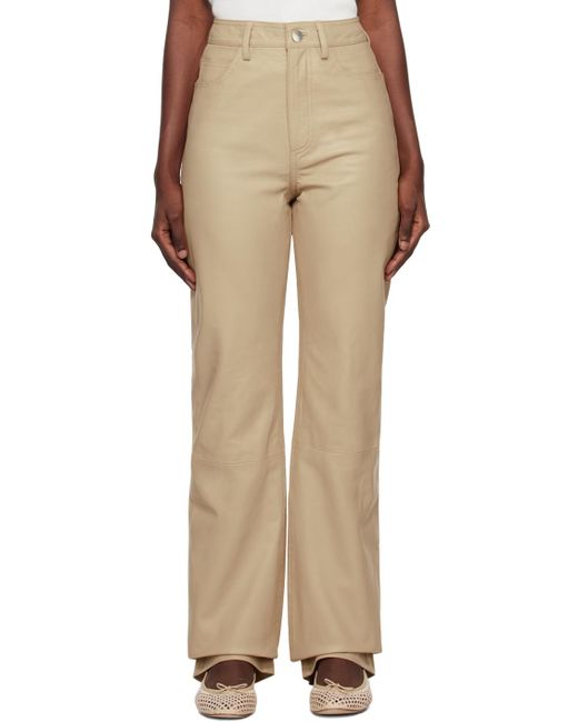 REMAIN Birger Christensen ストレート レザーパンツ Natural