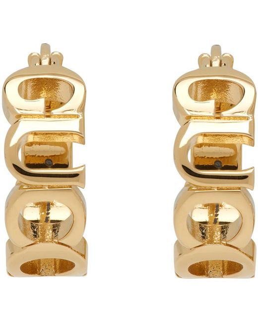 Gucci Metallic Gold Script Earrings