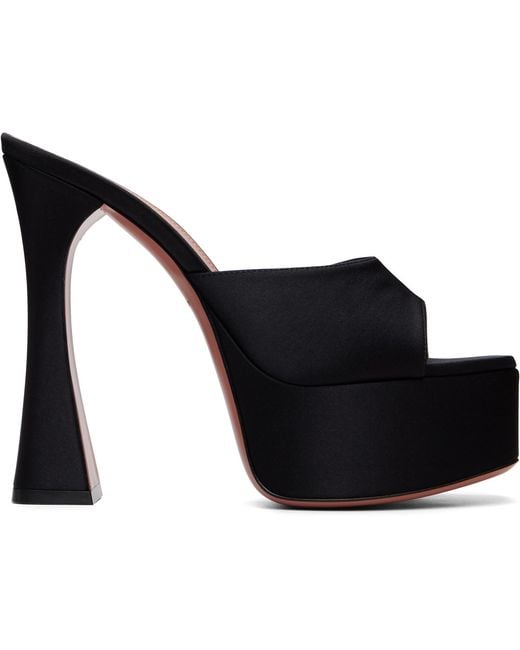 AMINA MUADDI Black Dalida Plateau Slipper 140 Heeled Sandals