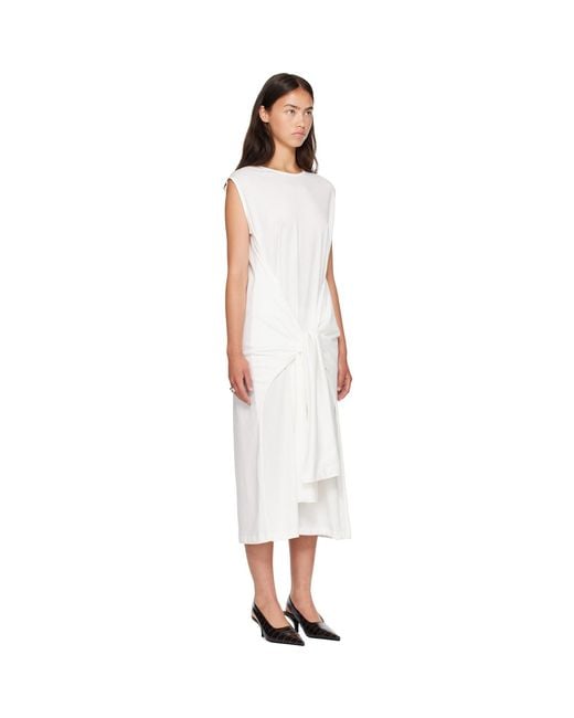 Totême White Tie-Waist Jersey Midi Dress