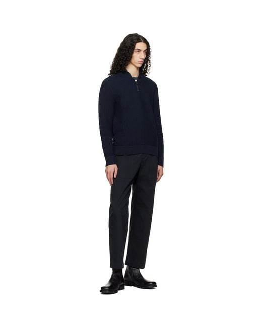 Boss Blue Quarter-Zip Cotton Track Jacket for men