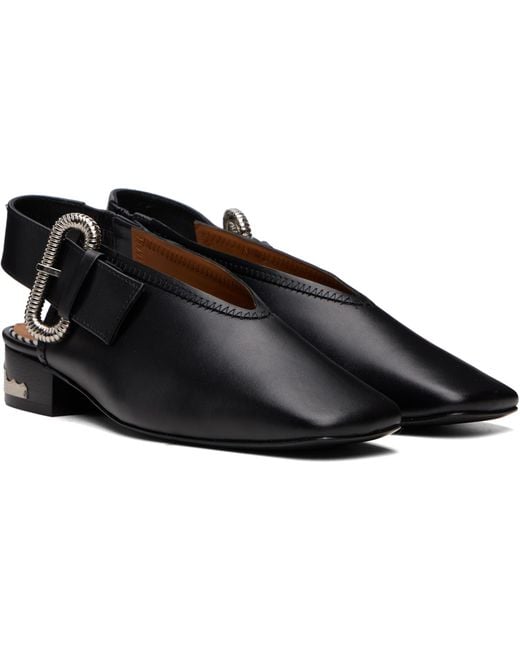 Toga Black Ssense Exclusive Leather Ballerina Flats