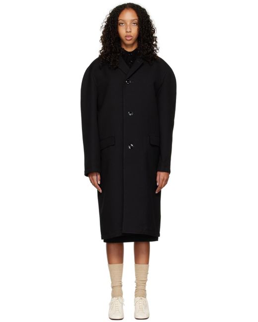 Lemaire Cotton Black Crombie Coat | Lyst Canada