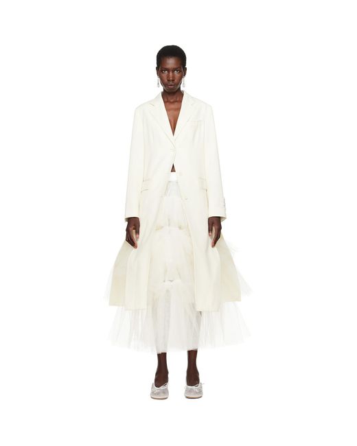 Simone Rocha White Ssense Exclusive Bridal Capsule Cut-Out Bow Detail Coat