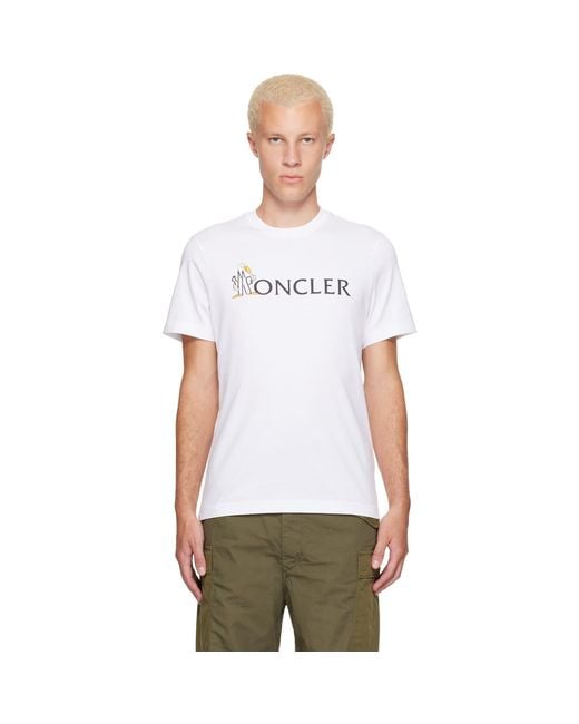 Moncler White Logo Cotton T-Shirt for men