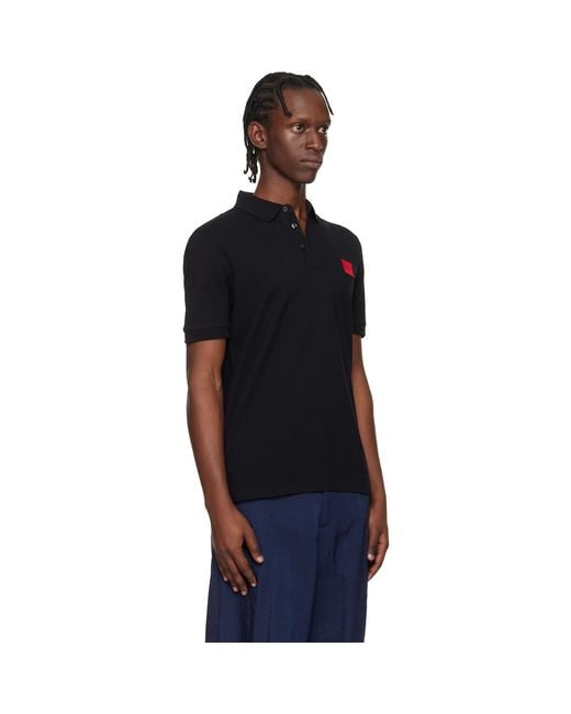 HUGO Black Slim-Fit Logo Label Polo for men