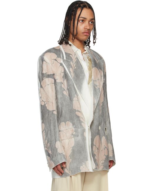 Dries Van Noten Black Hand Printed Blazer for men