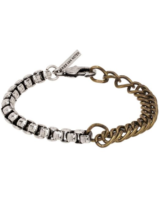 Dries Van Noten Black Silver Chain Bracelet for men