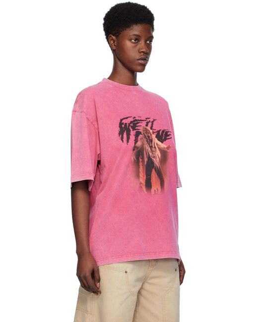 we11done Pink Vintage Horror T-shirt