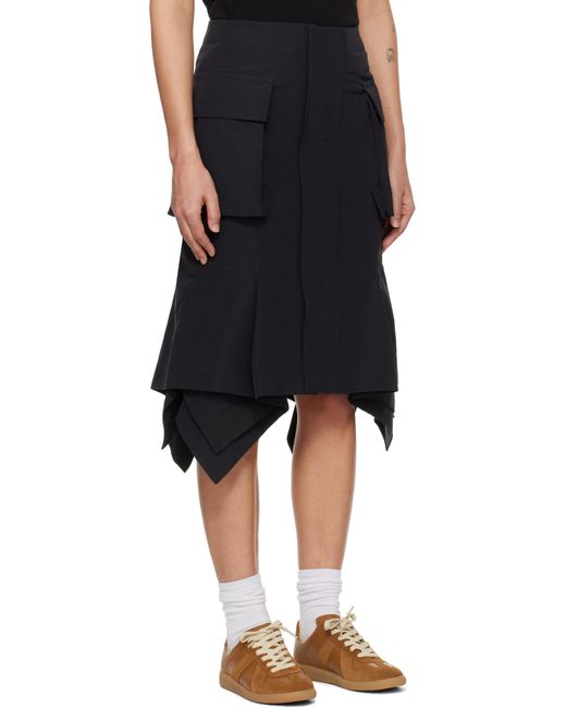 Sacai ブラック グログラン ミディアムスカート Black