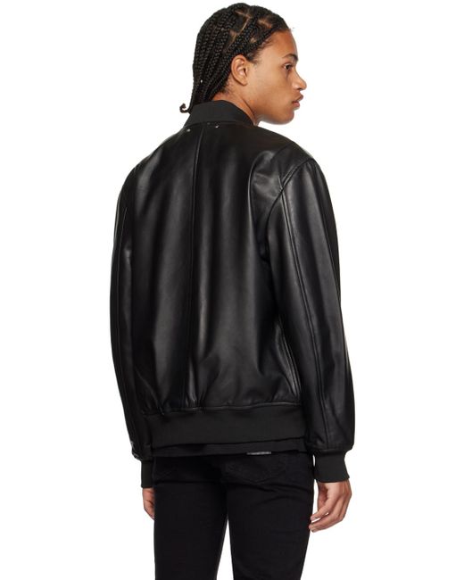 PS by Paul Smith Black Zip Leather Bomber Jacket for men