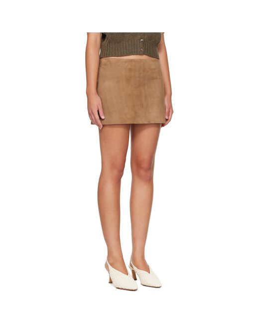 Khaite Brown Tan Jett Suede Miniskirt