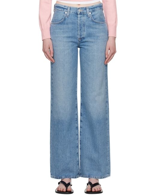 Citizens of Humanity Women's Blue Annina High Rise Wide Leg 33 Jeans