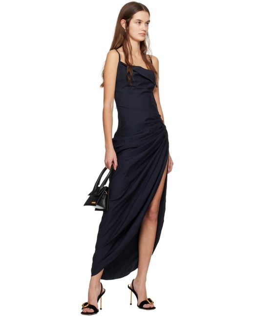 Robe longue 'la robe saudade longue' bleu marine Jacquemus en coloris Black