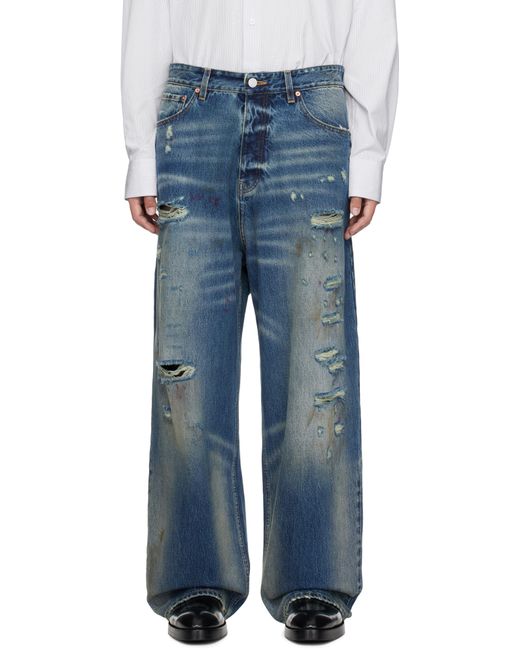 Vetements Blue Distressed baggy Jeans for men