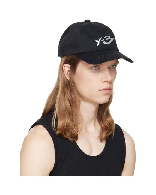 Y-3 Black Graphic Logo Cap for men