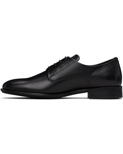 メンズ Boss ブラック レザー シグネチャ トリム ダービー Black