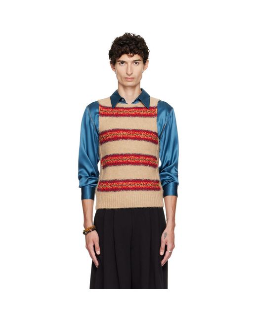 Dries Van Noten Black Jacquard Wool Sweater Vest for men