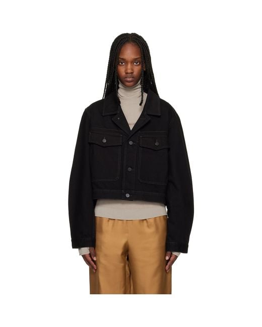 Lemaire Black Cropped Blouson Denim Jacket
