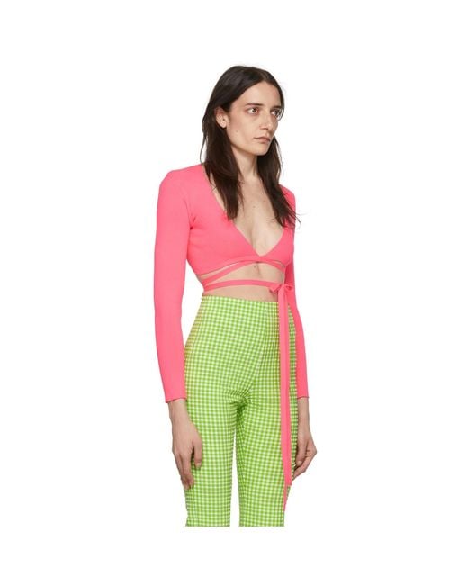 MSGM Red Pink Polyester Cardigan