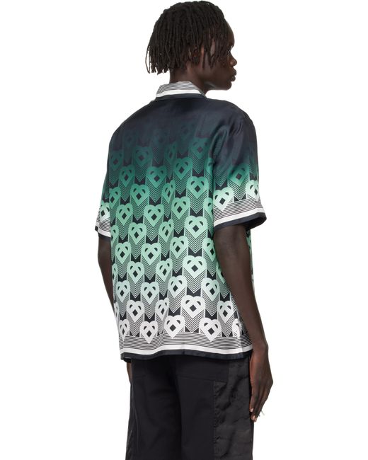 Casablanca Multicolor Gradient Monogram Short Sleeve Silk Shirt for men