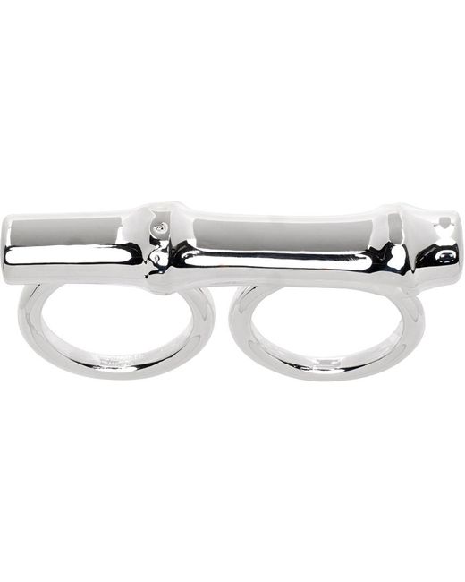 Jil Sander Black Silver Two-finger Ring for men