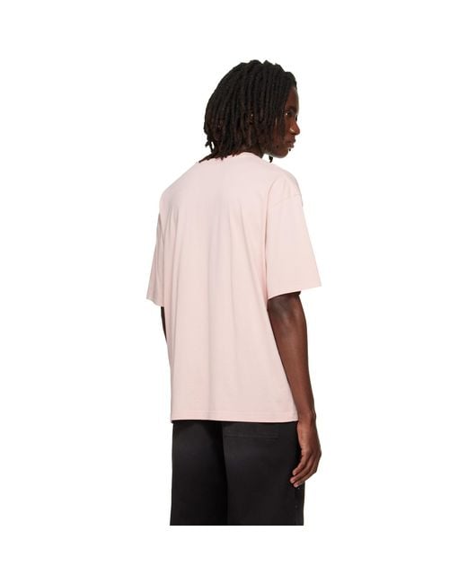 Acne Pink Embroidered-Logo T-Shirt for men