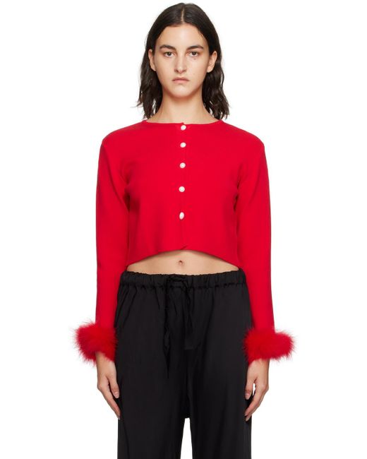 Sleeper Red Cropped Cardigan