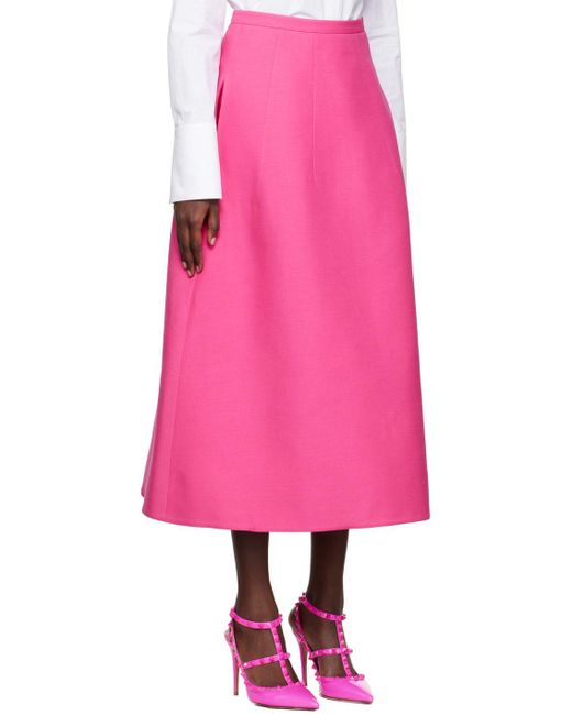 Valentino Pink Crepe Couture Midi Skirt | Lyst