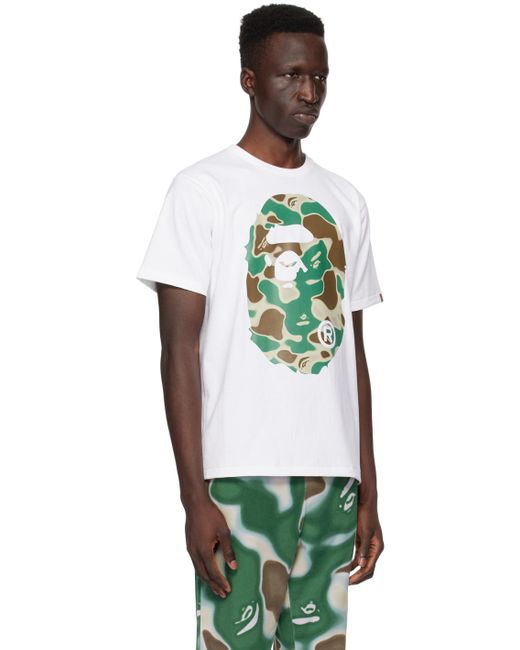 T-shirt blanc à logos à motif camouflage liquid A Bathing Ape pour homme en coloris Green