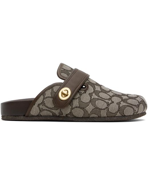 COACH Black Signature Jacquard Clogs for men