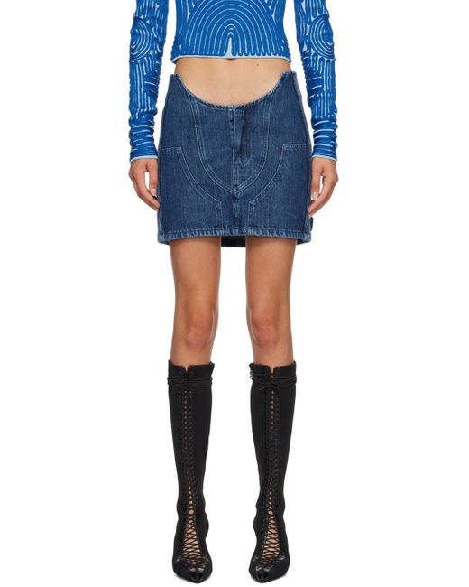 Off-White c/o Virgil Abloh Off- ブルー Motorcycle Hole デニム ミニスカート Blue