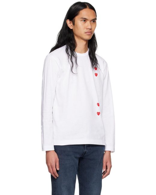 COMME DES GARÇONS PLAY White Vertical Heart Long Sleeve T-Shirt for men