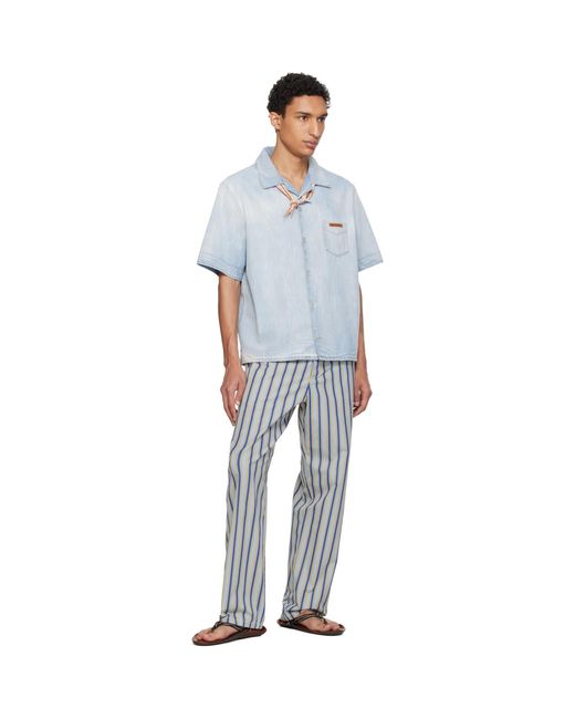 Marni Multicolor Striped Poplin Trompe L'Oeil Effect Trousers for men