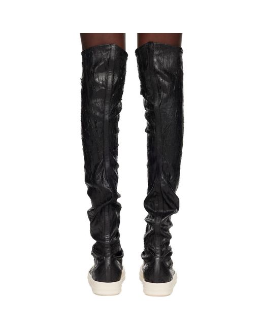 Rick Owens Black Tower High Sock Sneaks Tall Boots
