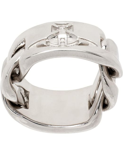 Vivienne Westwood Metallic Silver Janus Ring for men