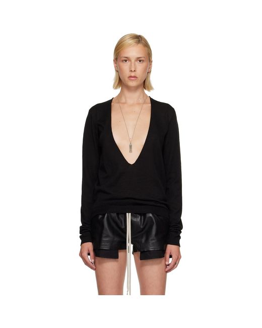 Rick Owens Black Tower Extreme V-Neck Sweater